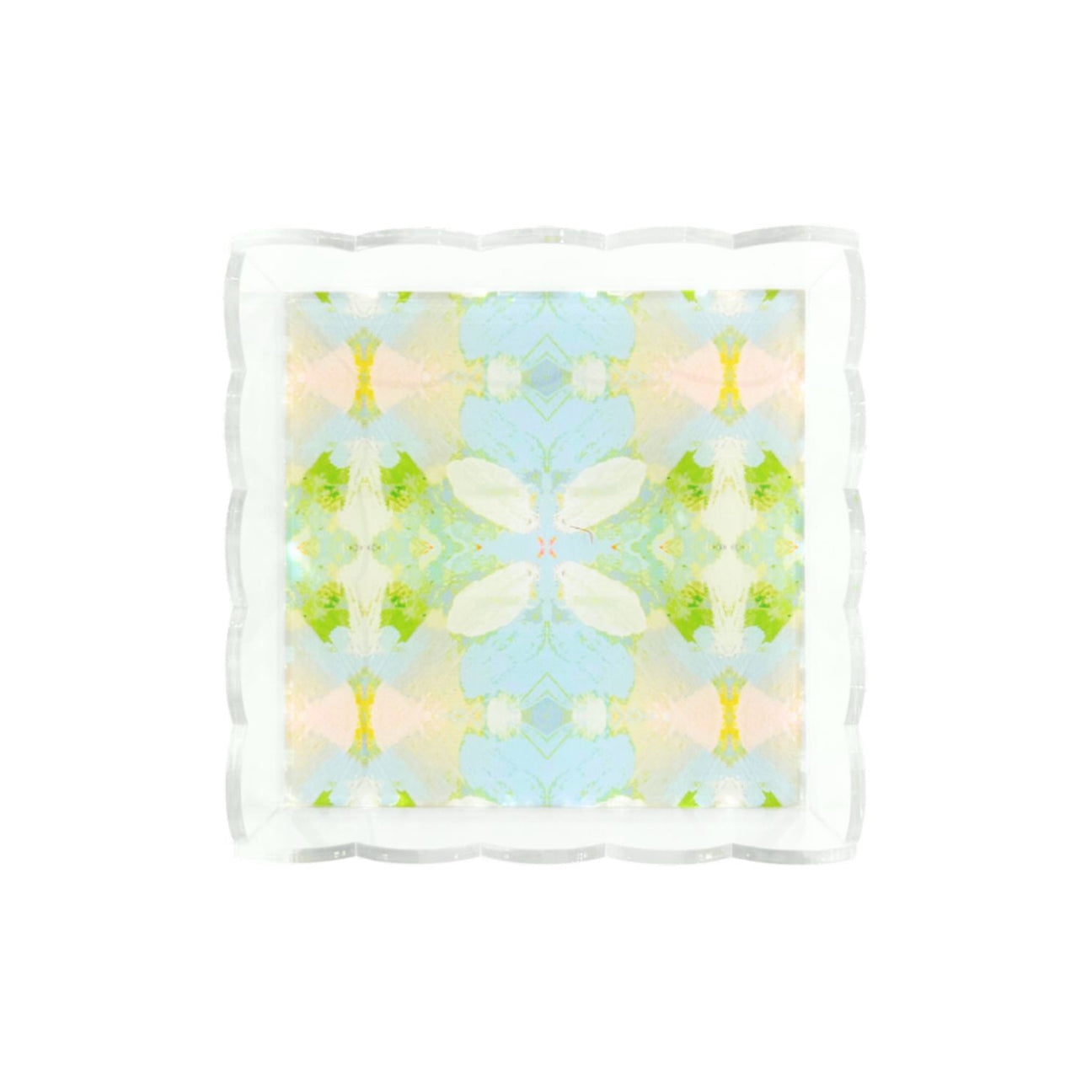 Decorative pillow with a colorful abstract pattern on a white background