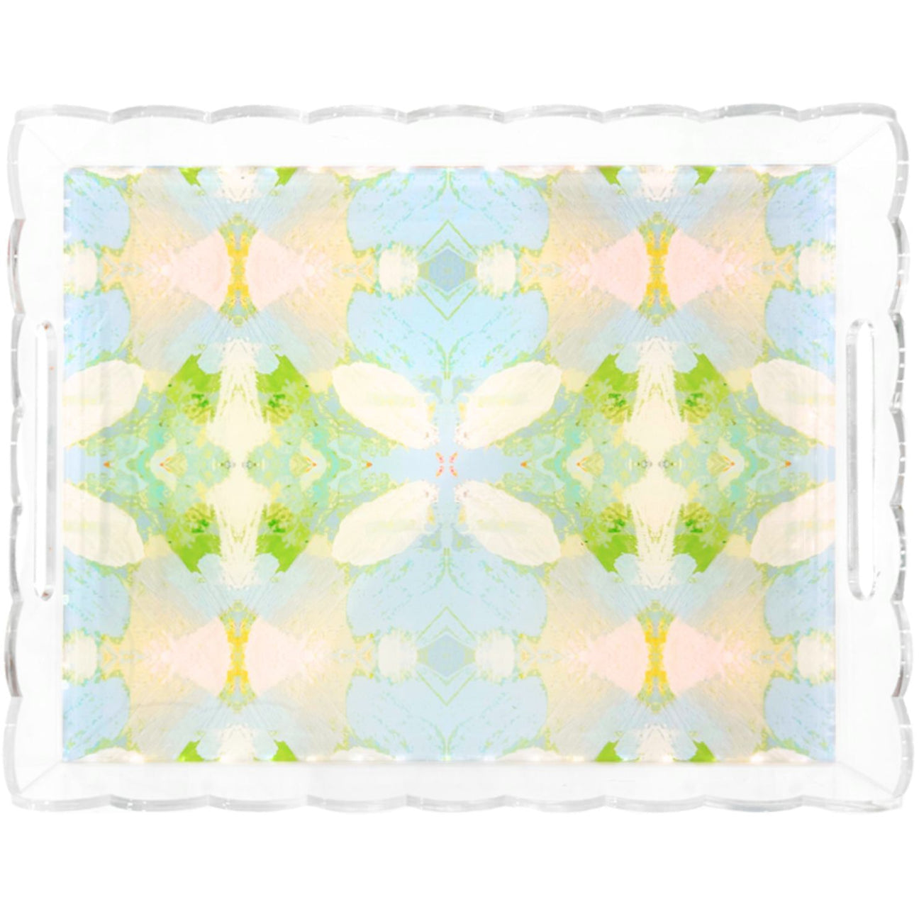 Mandala design with pastel colors on a white background
