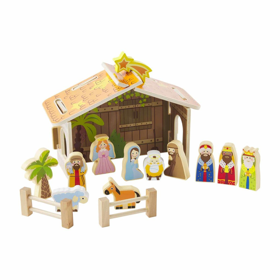 Wooden Nativity Set - Colorful Christian Christmas Decor