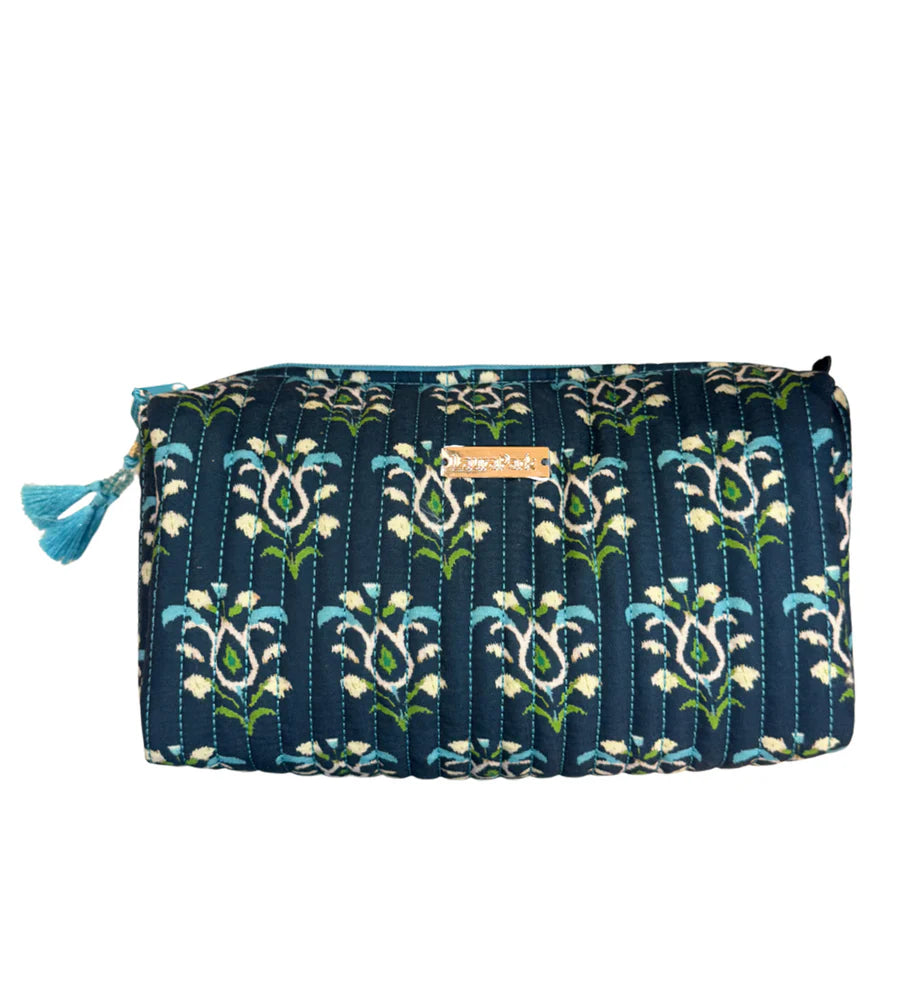 Large Quilted Cosmetic Bag – Rosemary Indigo