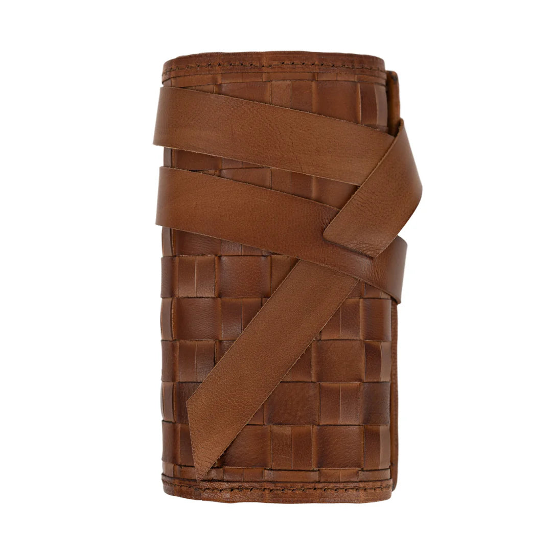 Men's Watch Roll - Dark Brown Woven Leather