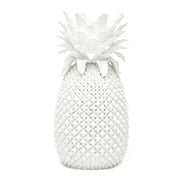 White woven pineapple-shaped container on a white background