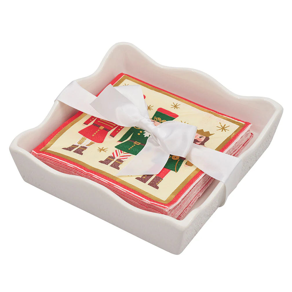 Set of NAPKINS with a decorative box on a white background