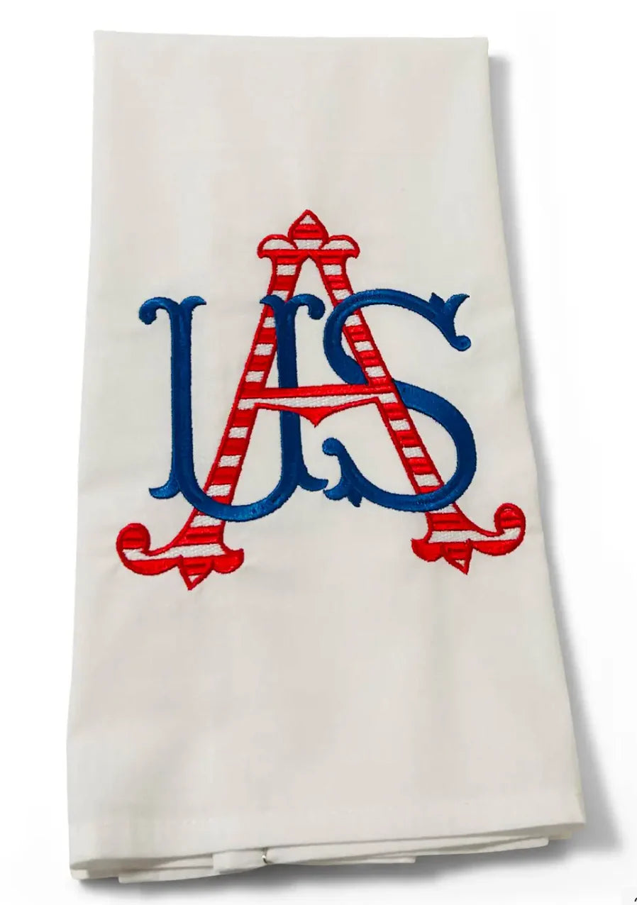 USA monogram on white tea towel
