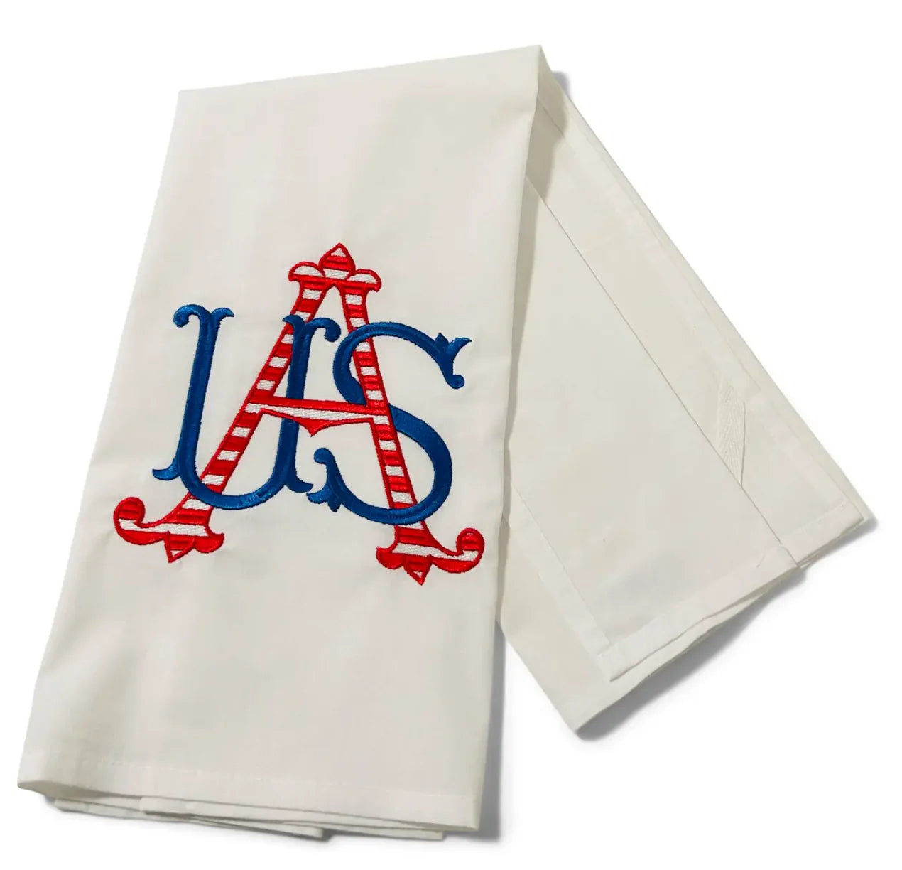 USA monogram on white tea towel