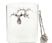 Glass Deer Ice Bucket with Tongs - Barware