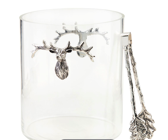 Glass Deer Ice Bucket with Tongs - Barware