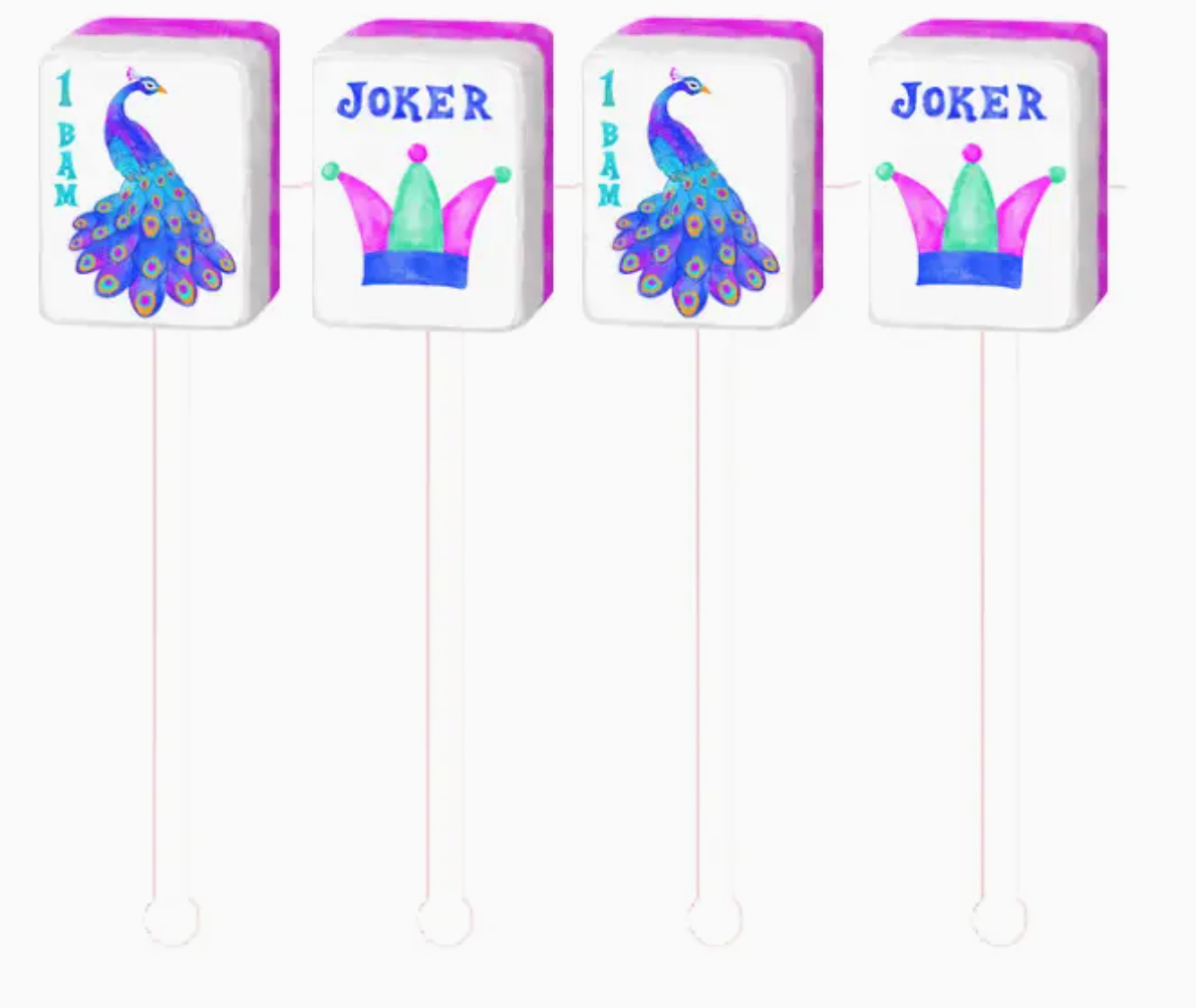 drink stirrer Mahjong tile swizzle sticks on white background