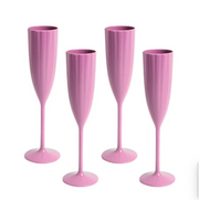Laura Park Garden Party Scalloped Acrylic Champagne Flutes – Pink, Set of 4