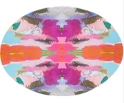Laura Park Multi colored Oval Melaminre Antigua Smile Platter on white background 