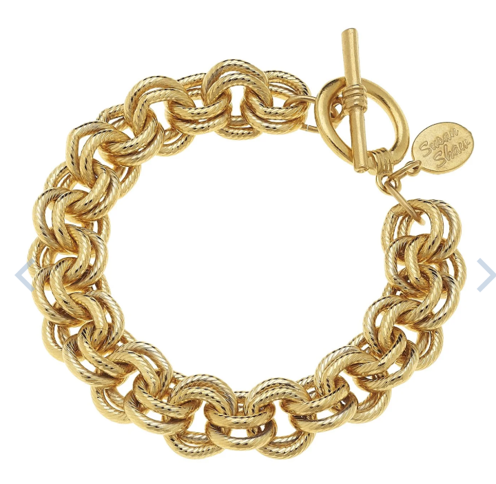 Gold Double Link Chain Bracelet by Susan Shaw