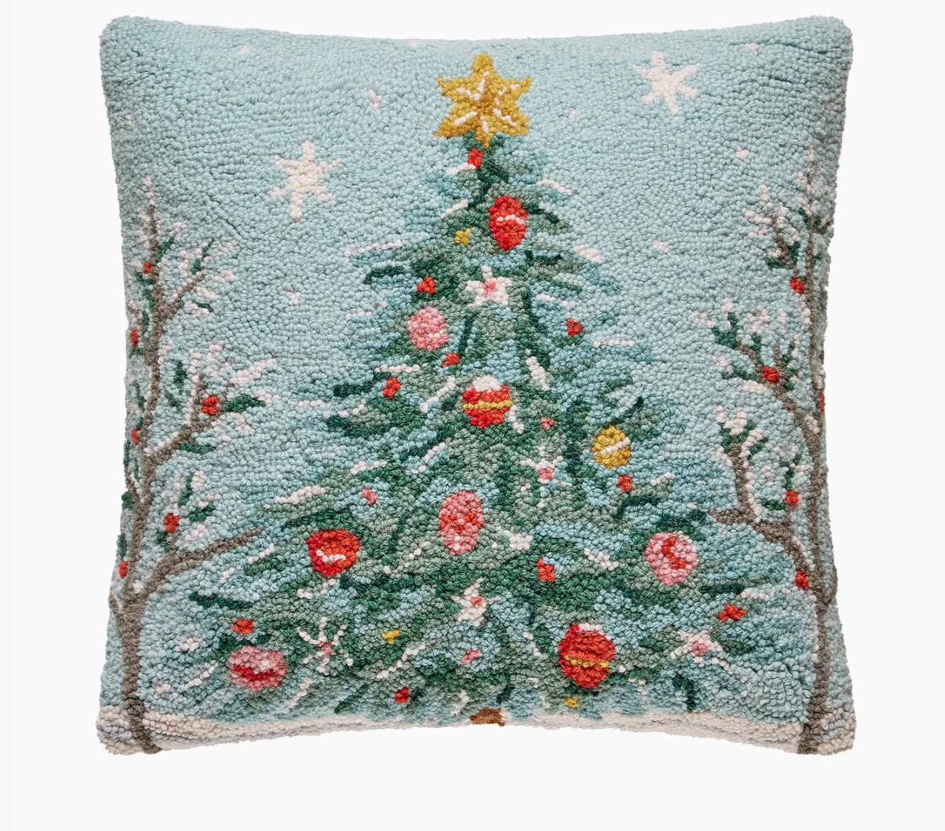 Holiday Christmas Tree Hook Pillow – Festive Latch Hook Christmas Accent Pillow