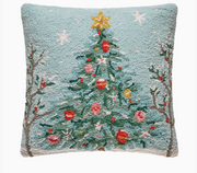 Holiday Christmas Tree Hook Pillow – Festive Latch Hook Christmas Accent Pillow