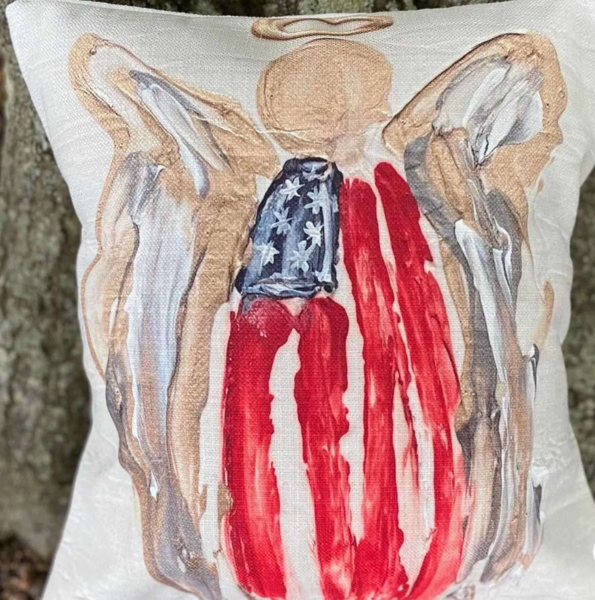 Decorative Southern Cotton Mill Brand American Angel American flag pillow.