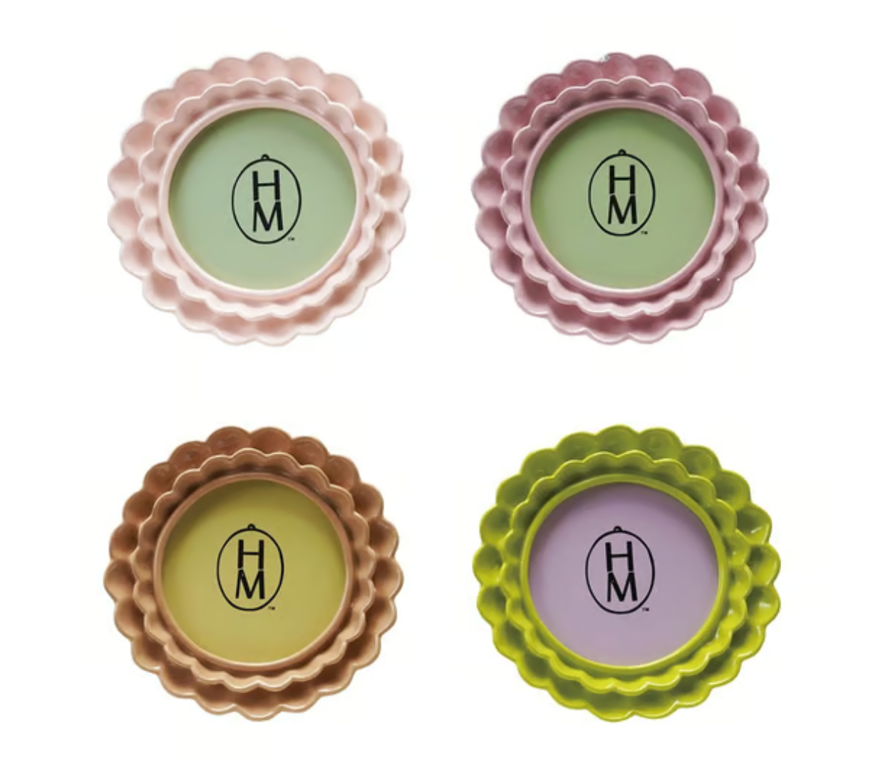 Round Double Ruffle Resin Photo Frame, 4" — Choose Your Color