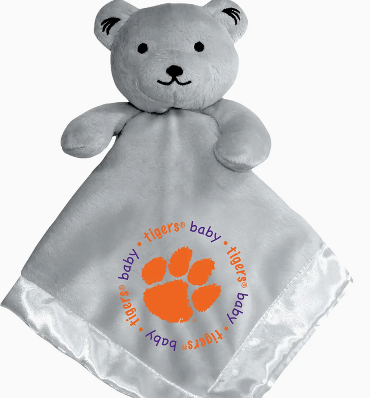 Clemson Tigers Security Bear Lovey – Gray Plush Baby Mini Cuddle Blanket
