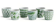 Green & White Chinoiserie Mini Flower Pot