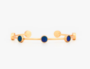 Blue Peacock Feather Multi-Bezel Cuff Bracelet - Deci