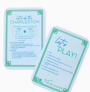 Oh My Mahjong light blue tile shufflers with green borders, showing Charleston passing reminders and the order of play.”