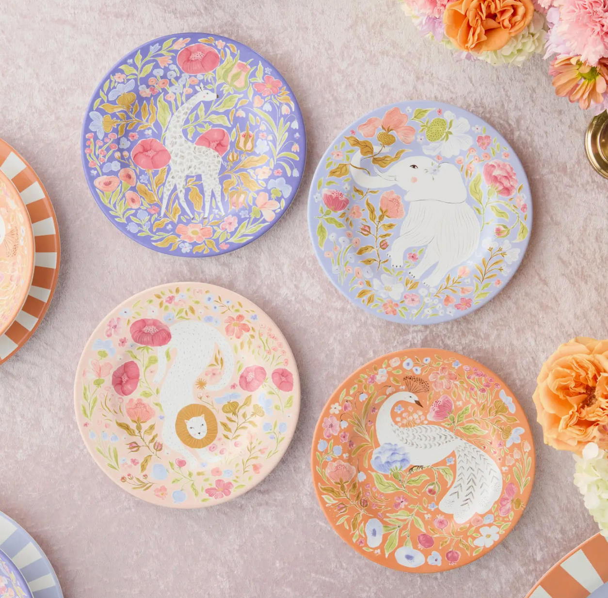 Home - Salad Plate - Menagerie Ceramic - Set of 4 - 9"