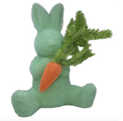 Seasonal - Easter - Flocked Bunny with Carrot - Mint - 8”