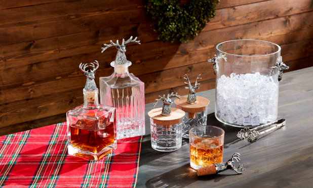 Glass Deer Ice Bucket with Tongs - Barware