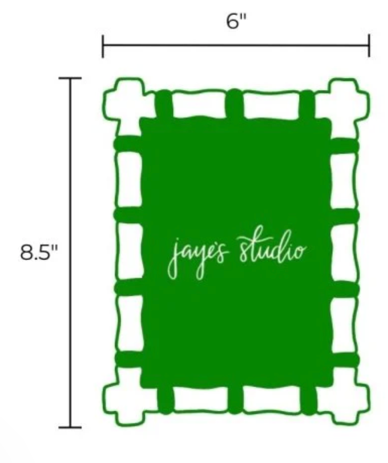 Green frame with white border drawing  showing frame dimensions of 8.5" x 6".