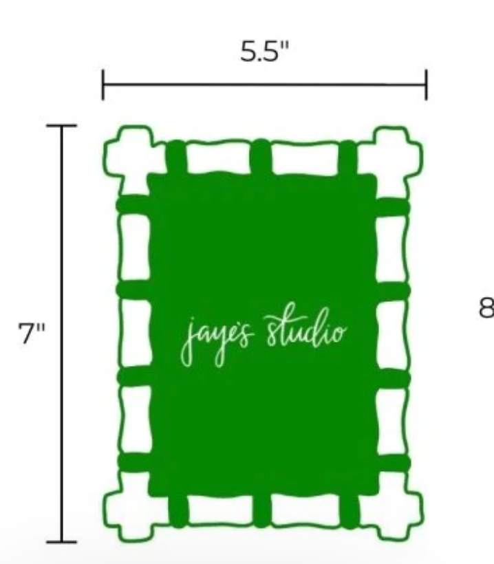 Animated Green frame with  dimensions on a white background