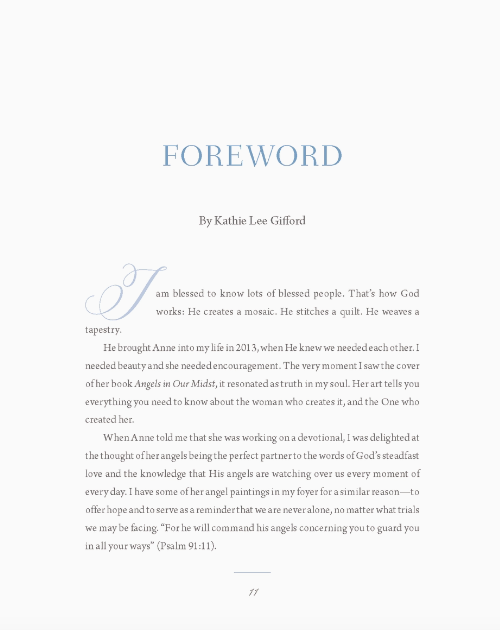 Angels Book Foreward page written by Kathie Lee Gifford 