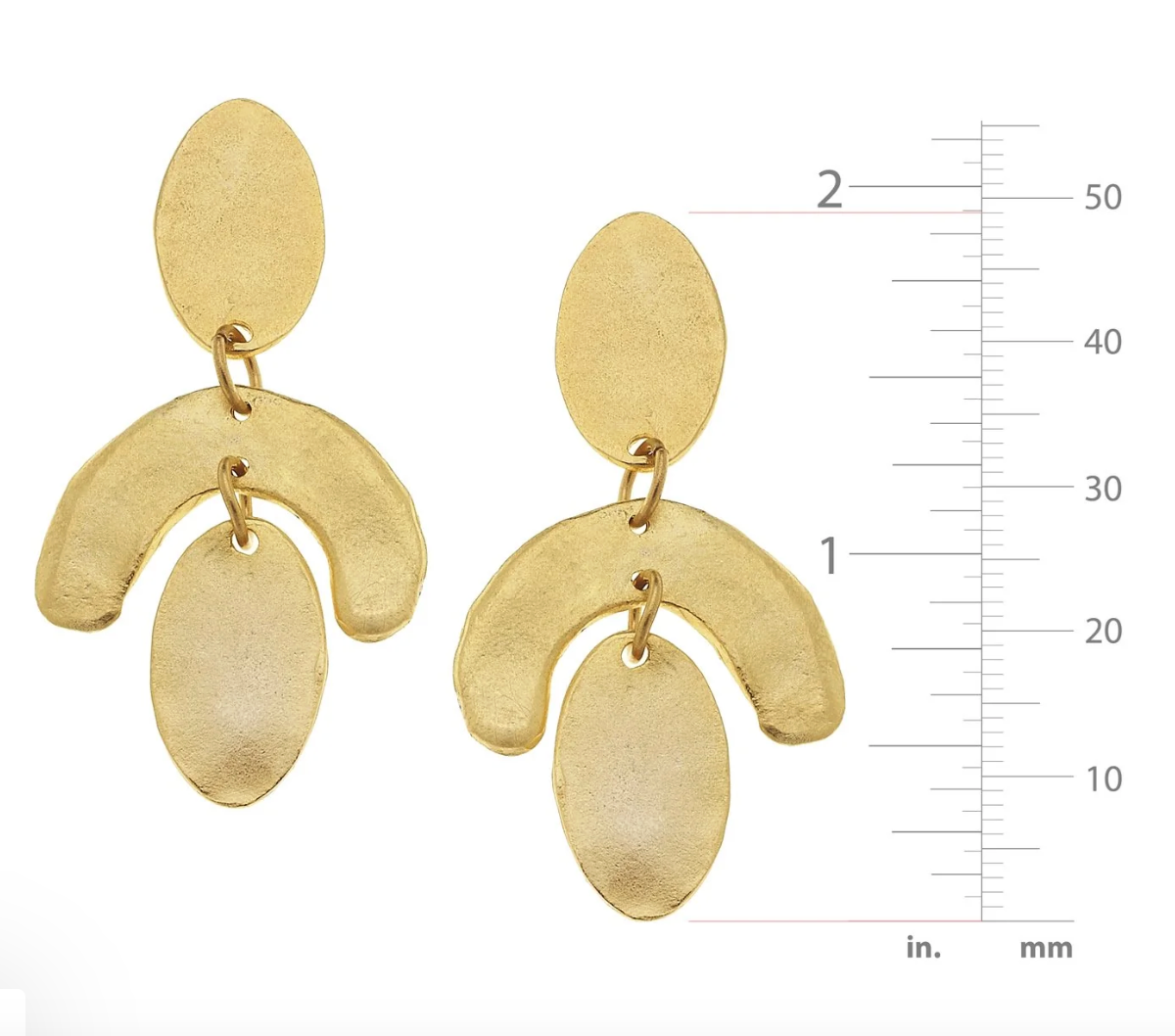 Gold Oval and Curve Contemporary Art Inspired Earrings