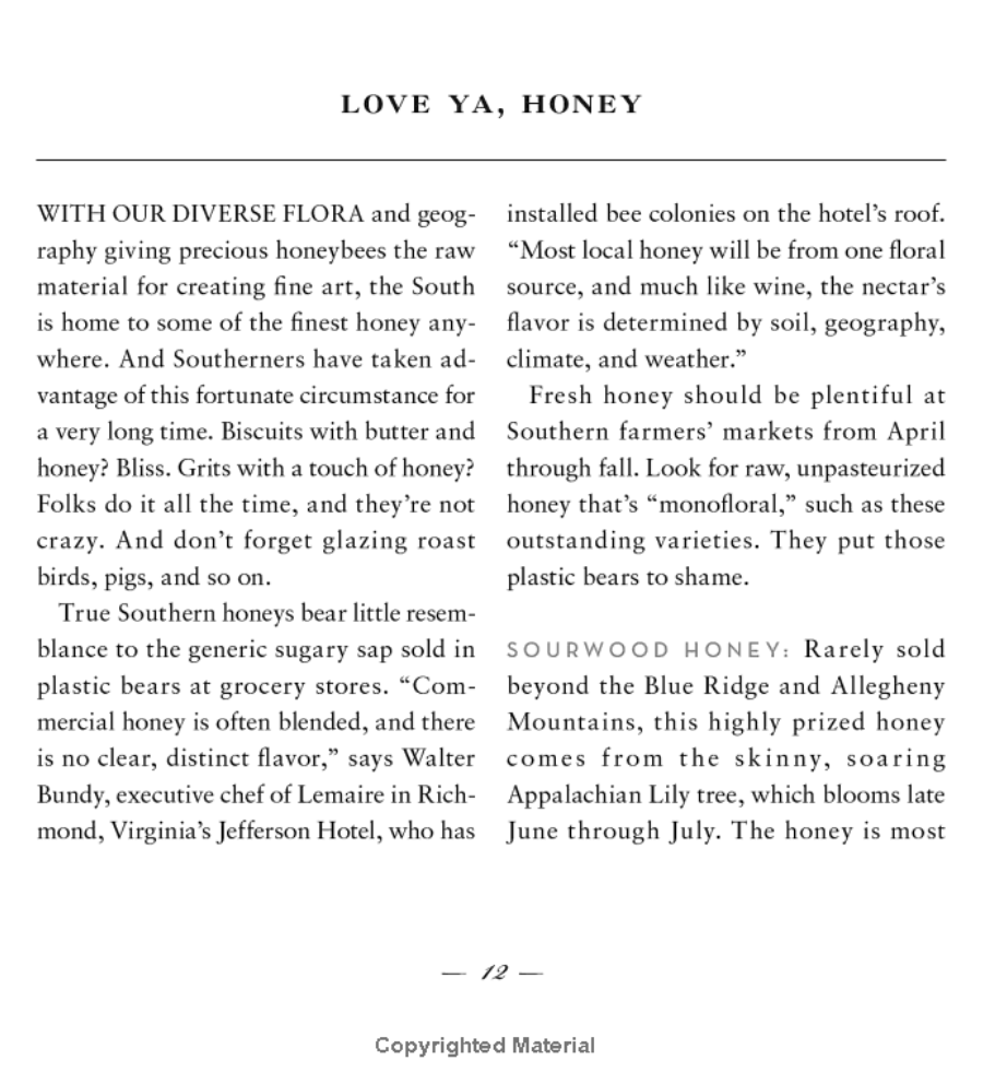 Text document with a heading 'LOVE YA, HONEY' from the book "A nSoutherner's hanbook" on a white background