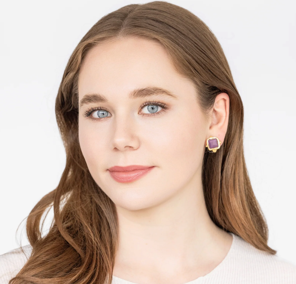 Charlotte Purple French Glass Stud Earrings by Susan Shaw