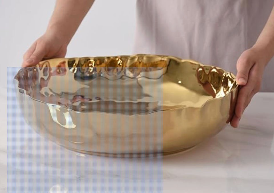 Pampa Bay Portofino Extra Large Gold Porcelain Serving Bowl