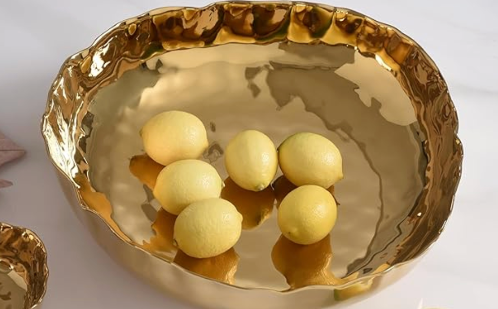 Pampa Bay Portofino Extra Large Gold Porcelain Serving Bowl