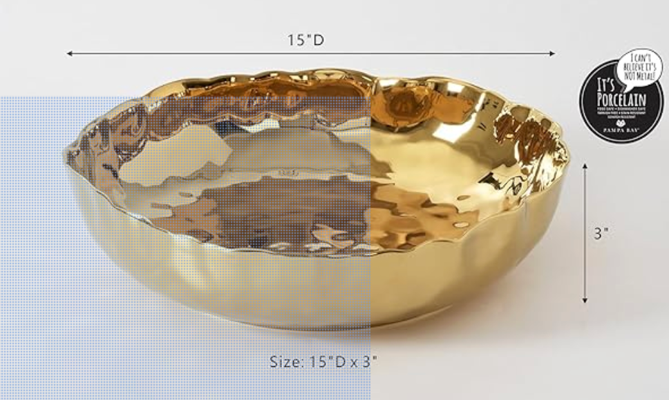 Pampa Bay Portofino Extra Large Gold Porcelain Serving Bowl
