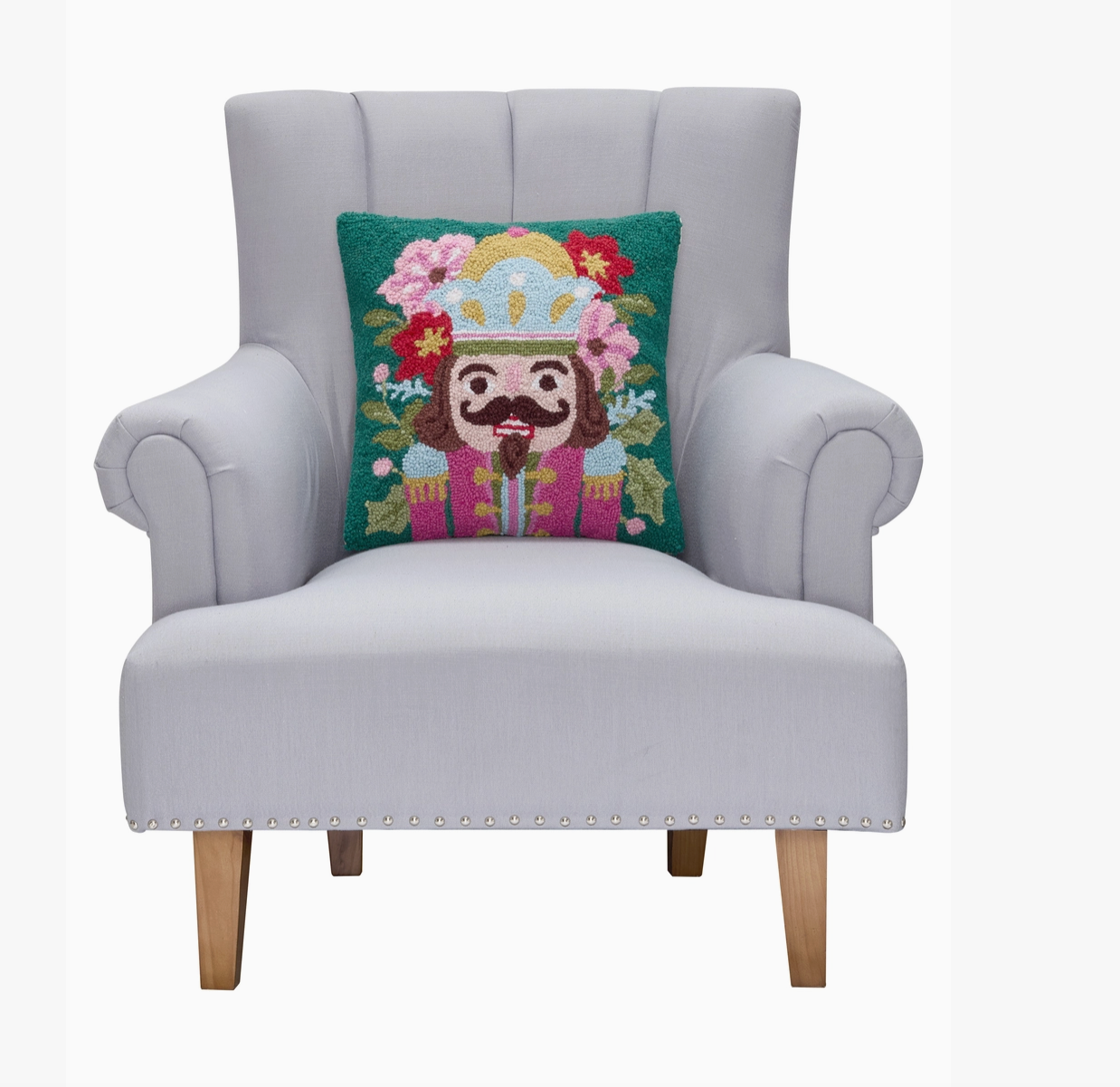 Holiday Nutcracker Hook Pillow – Festive Christmas Accent Pillow