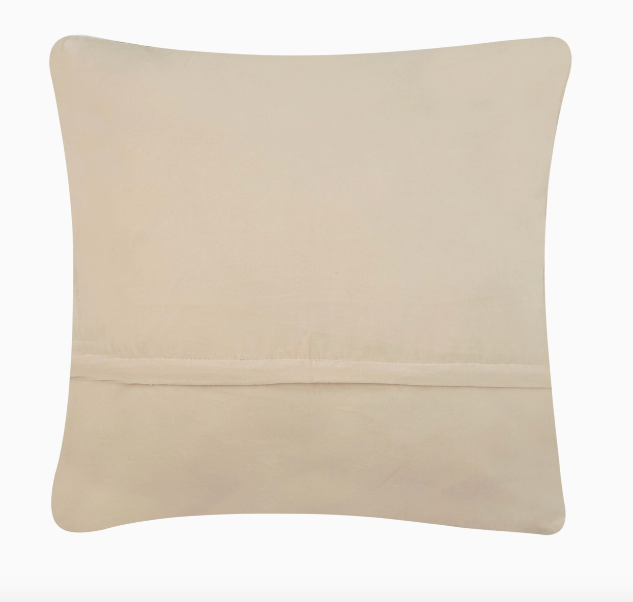 Peking Handicrafts Brand beige velvet back of a Decorative pillow on a white background