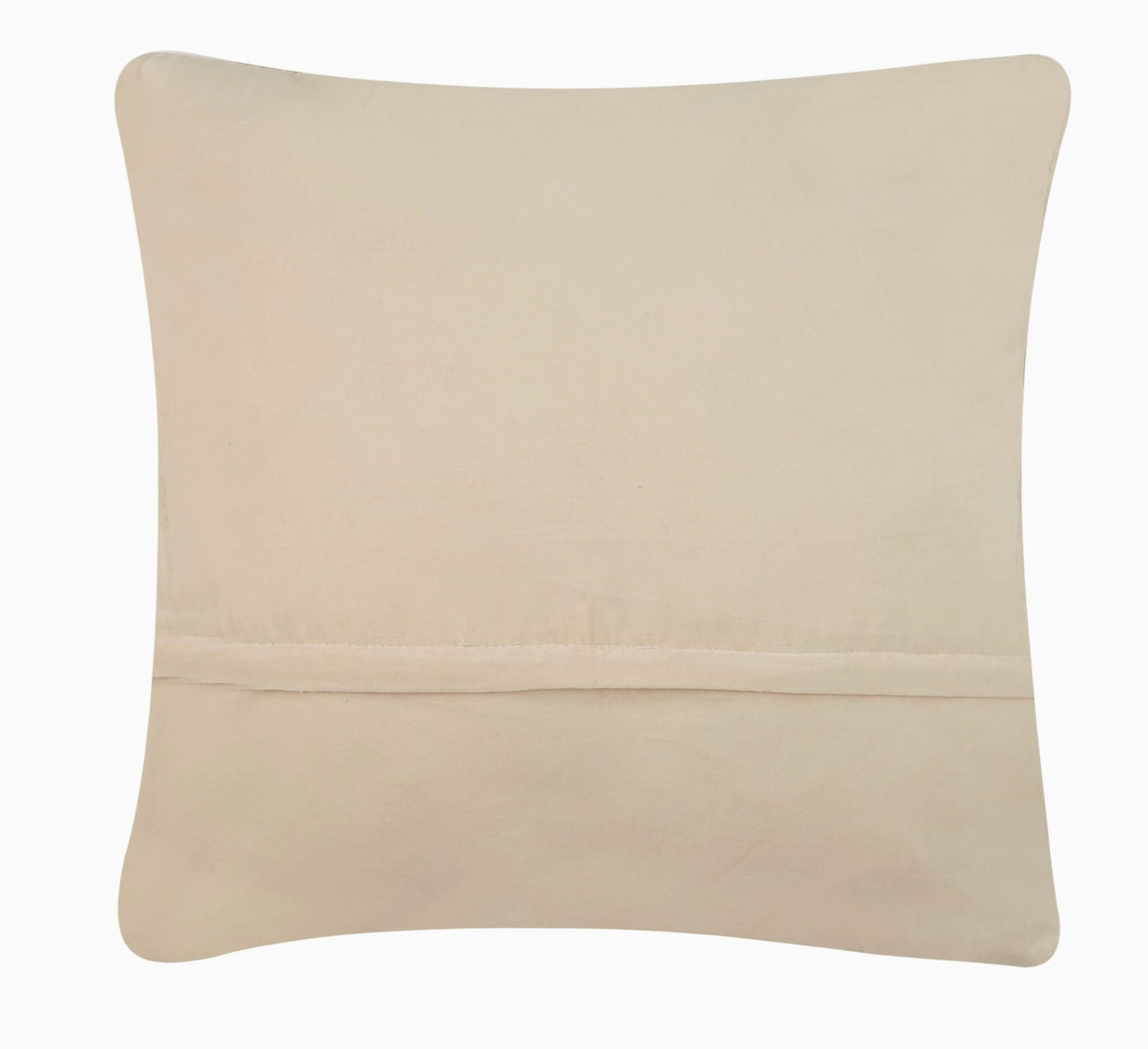 Beige  velvet back of decorative pillow on a white background