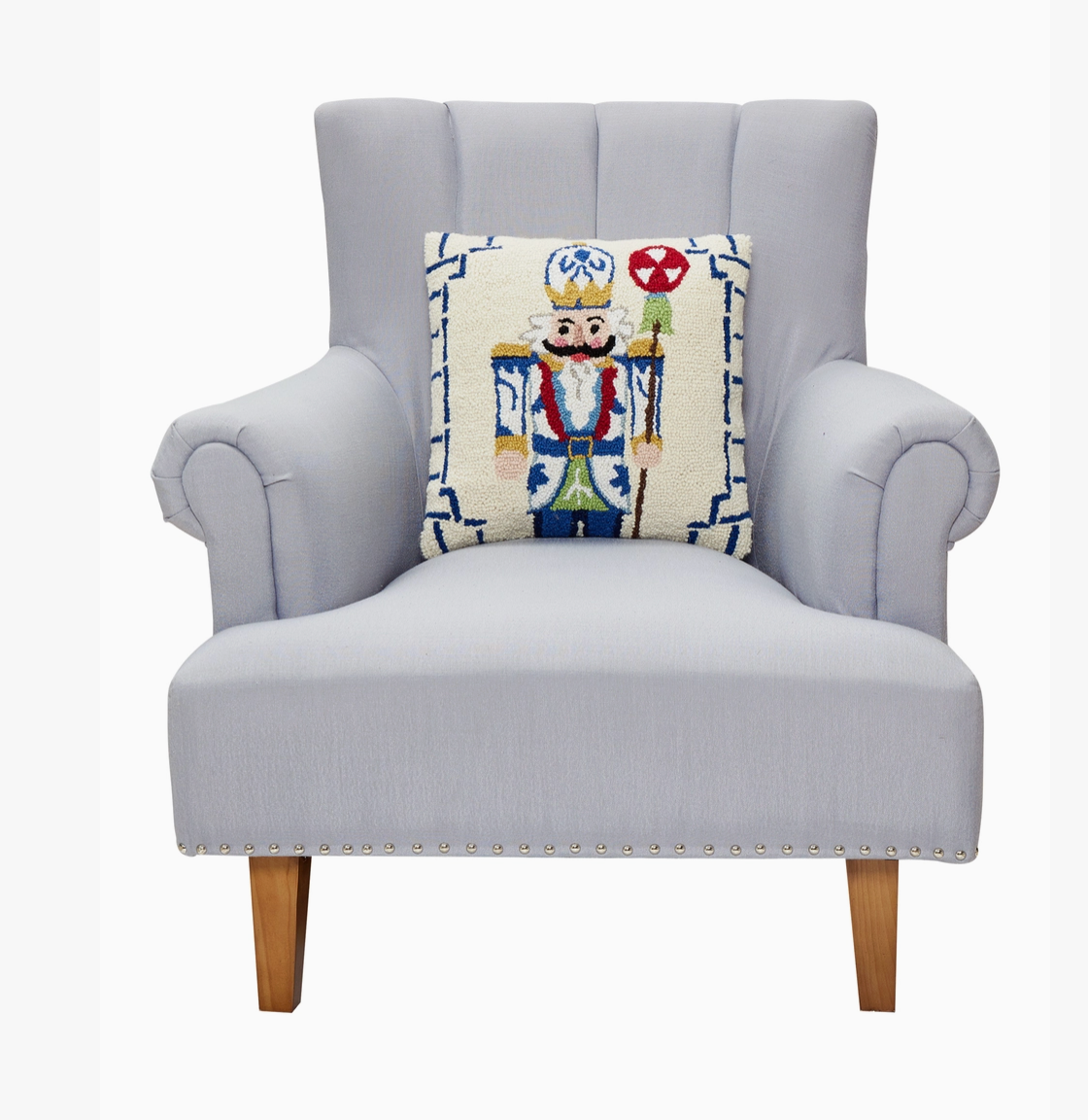 Holiday Chinoiserie Nutcracker Hooked Pillow – Decorative Christmas Accent Pillow