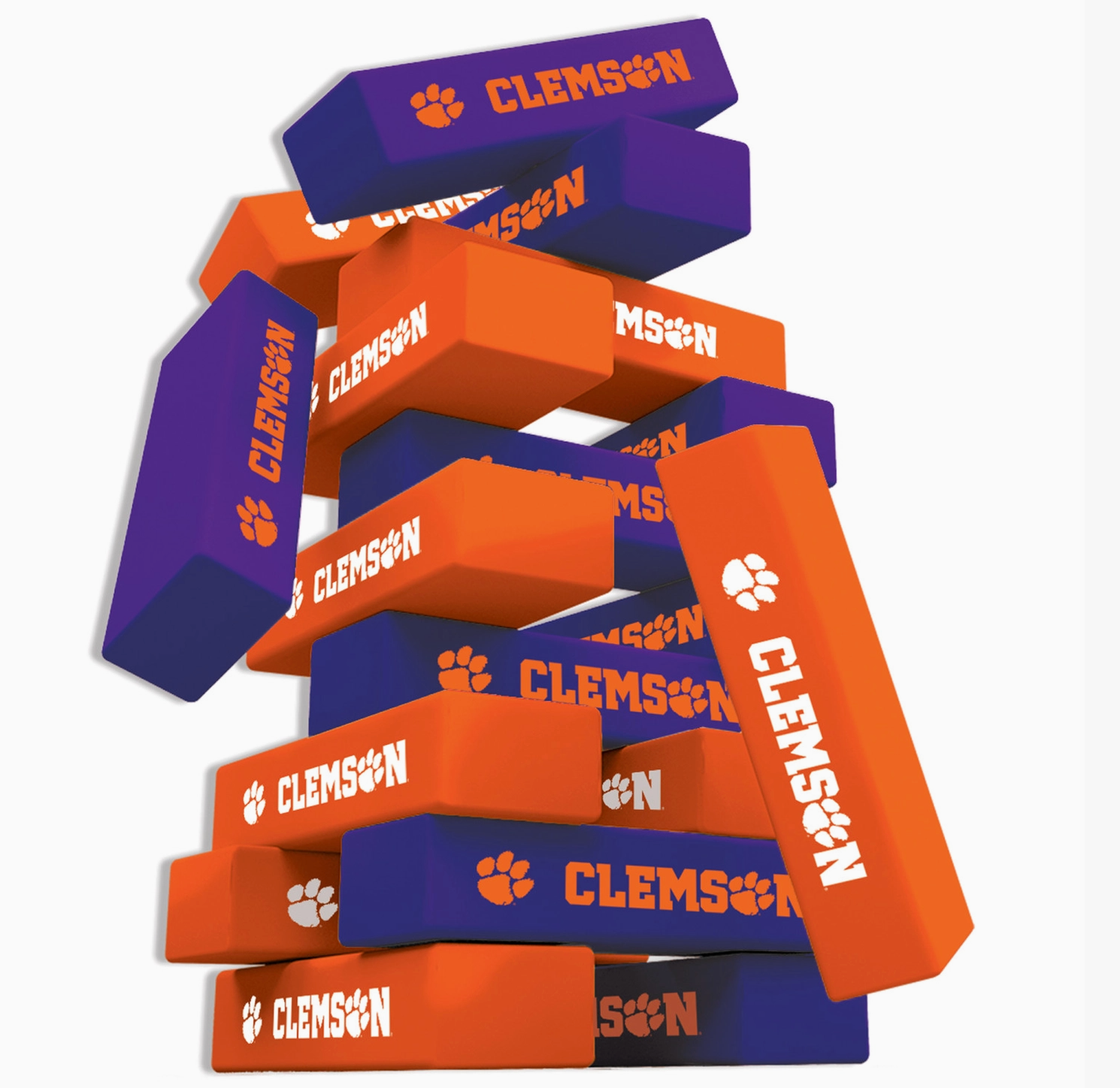 Clemson Tigers Tumble Tower Game – 54-Piece NCAA Wooden Block Game