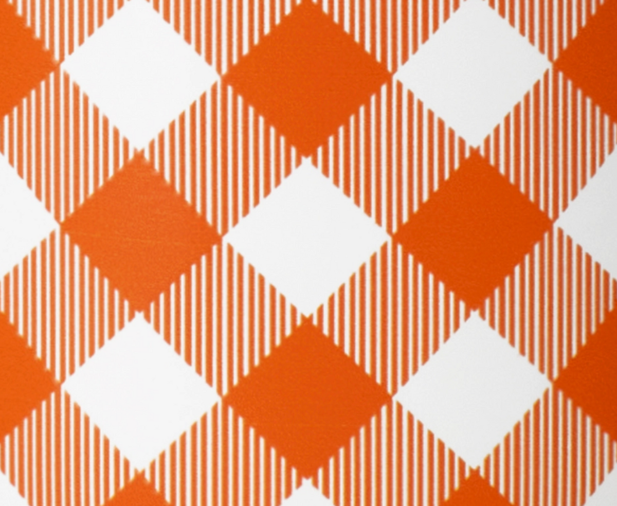 close up of orange and white gingham pattern
