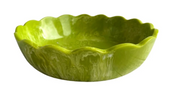 Laura Park Brand Green resin scalloped bowl on white background