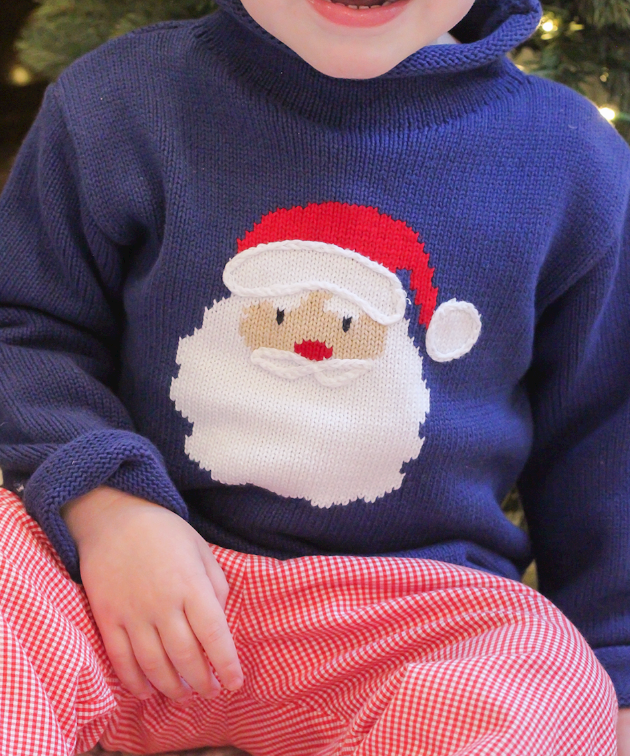 Navy Santa Rollneck Sweater - Festive Holiday Pullover, Medium (2T-3T)