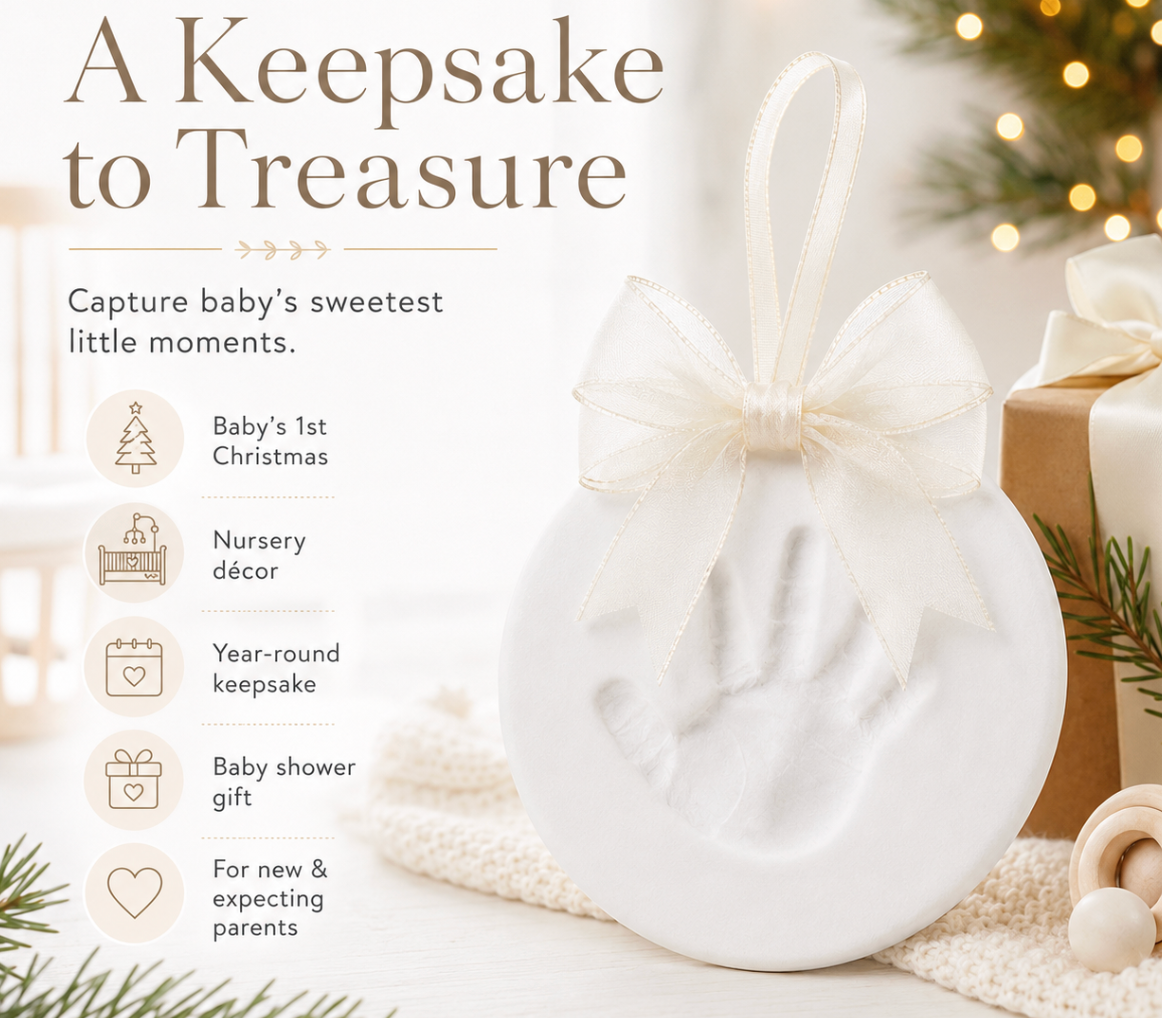 Ivory Baby Handprint & Footprint Ornament Kit - First Christmas Keepsake