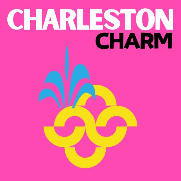 Coasters - Charleston Charm - Acrylic - pink with the words Charleston Charm and a geometric pineapple design 