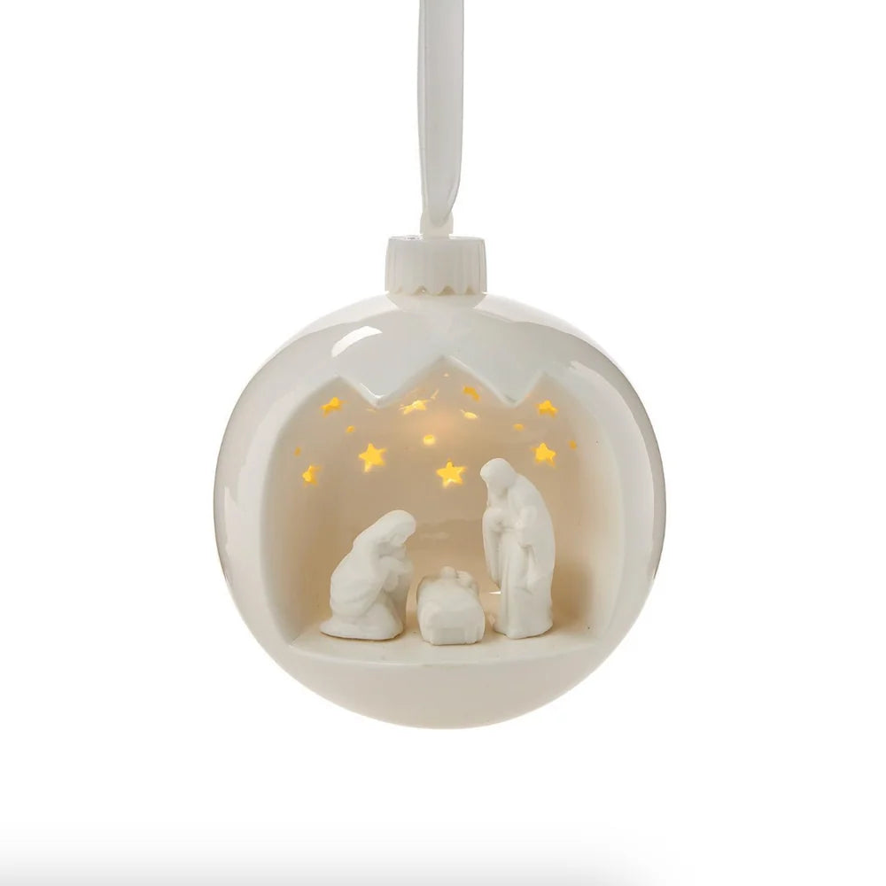 Nativity Scene Light-Up Keepsake Ornament with Stand in Gift Box