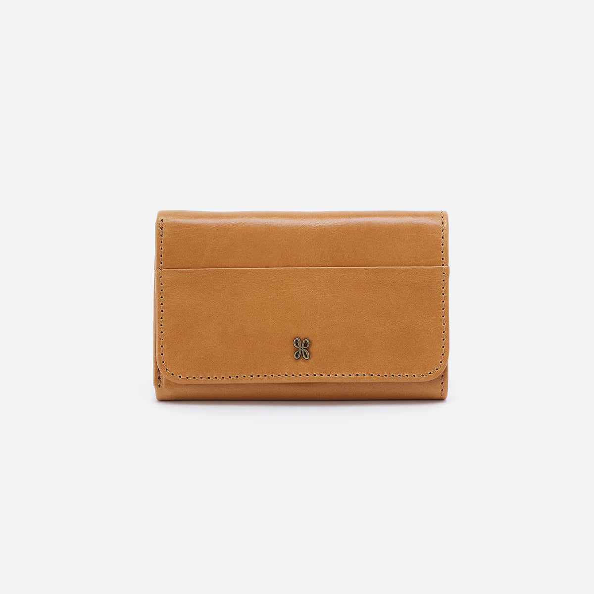 Brown leather wallet on a white background