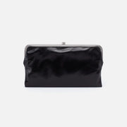 Black clutch bag on a white background