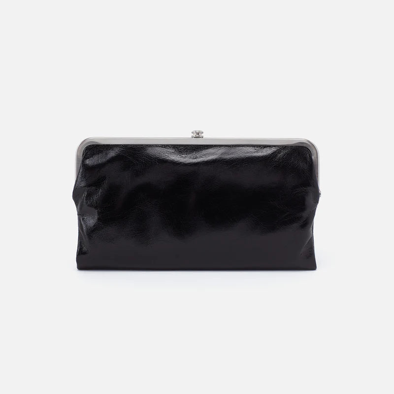 Black clutch bag on a white background