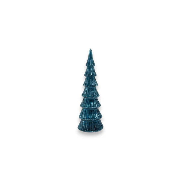Blue LED Glass Christmas Tree - 12.5-Inch Silver Trim Decor